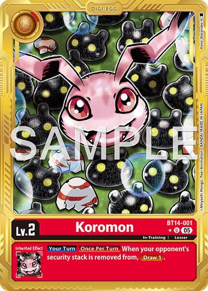 Koromon BT14 001 Gold Border